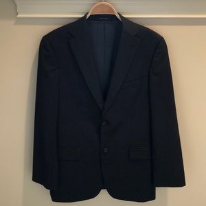 BOSS Black label navy mini plaid 2 button blazer